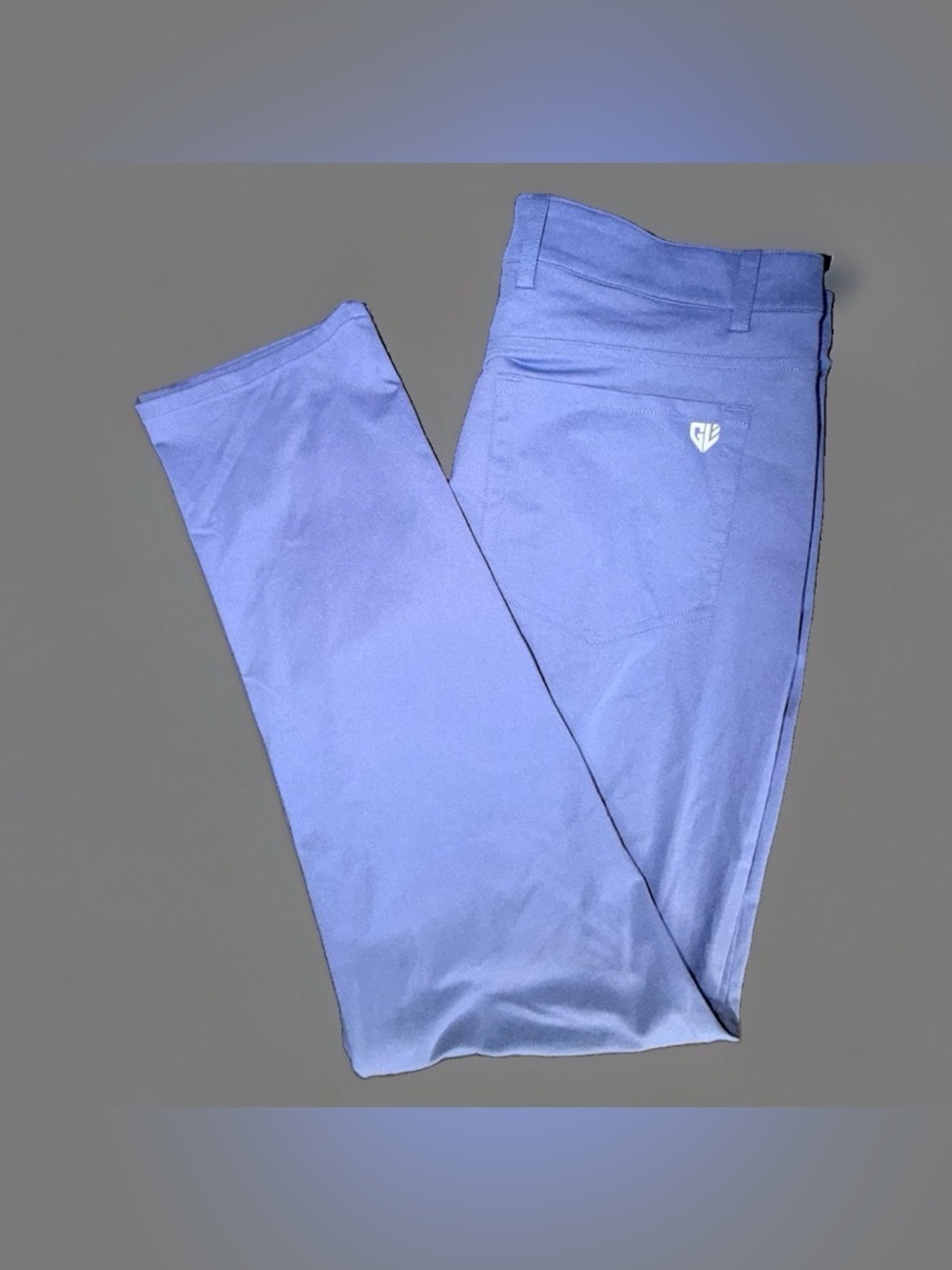 Graham Luxe Men's Blue Solid Flat Front Logo Pants Regular Fit Waist 34X32